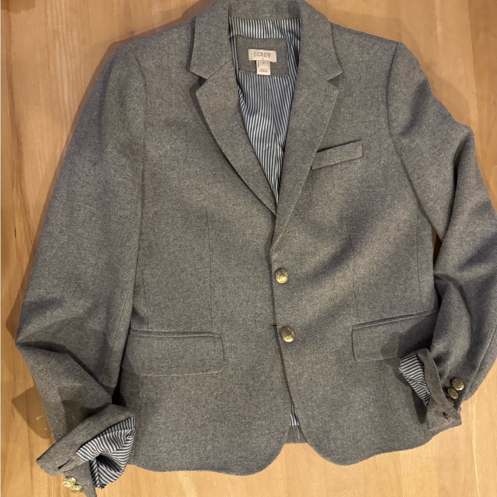 J Crew Gray Blazer with Gold Buttons